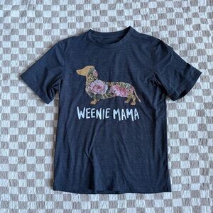 Weenie Mama Floral Dachshund Women's Tee - Dark Blue Gray